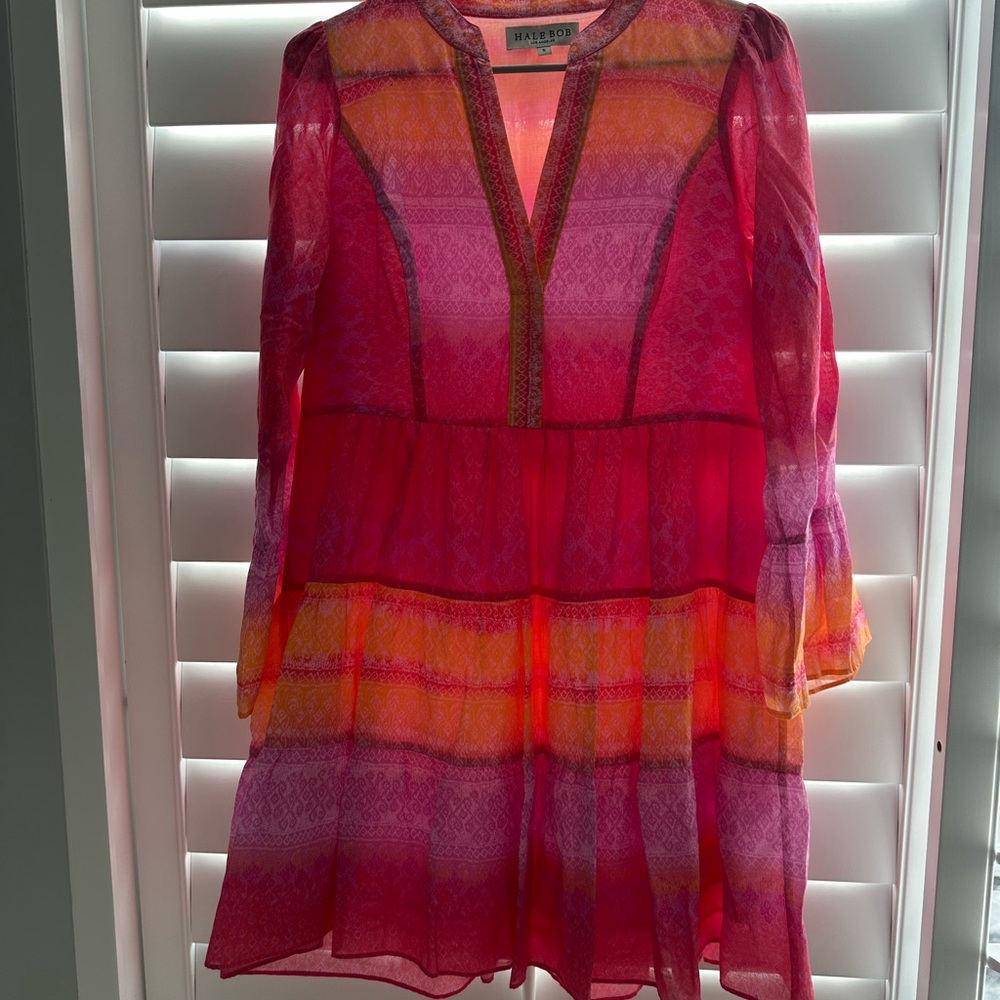 Hale Bob Pink Bishop Sleeve Sundress